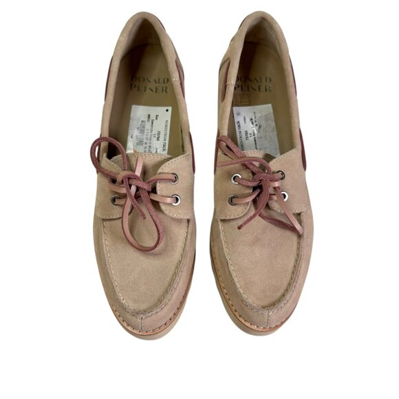 Donald J Pliner Charlie Suede Lug Sole Boat Shoes Taupe Blush Pink NWT SZ:7.5